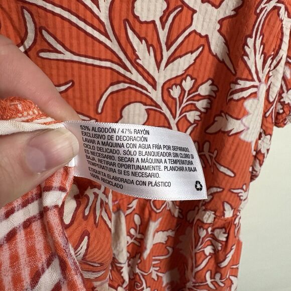 Women's Flutter Short Sleeve Top Shirt Knox Rose Orange Floral XXL Boho Colorful - Picture 10 of 10